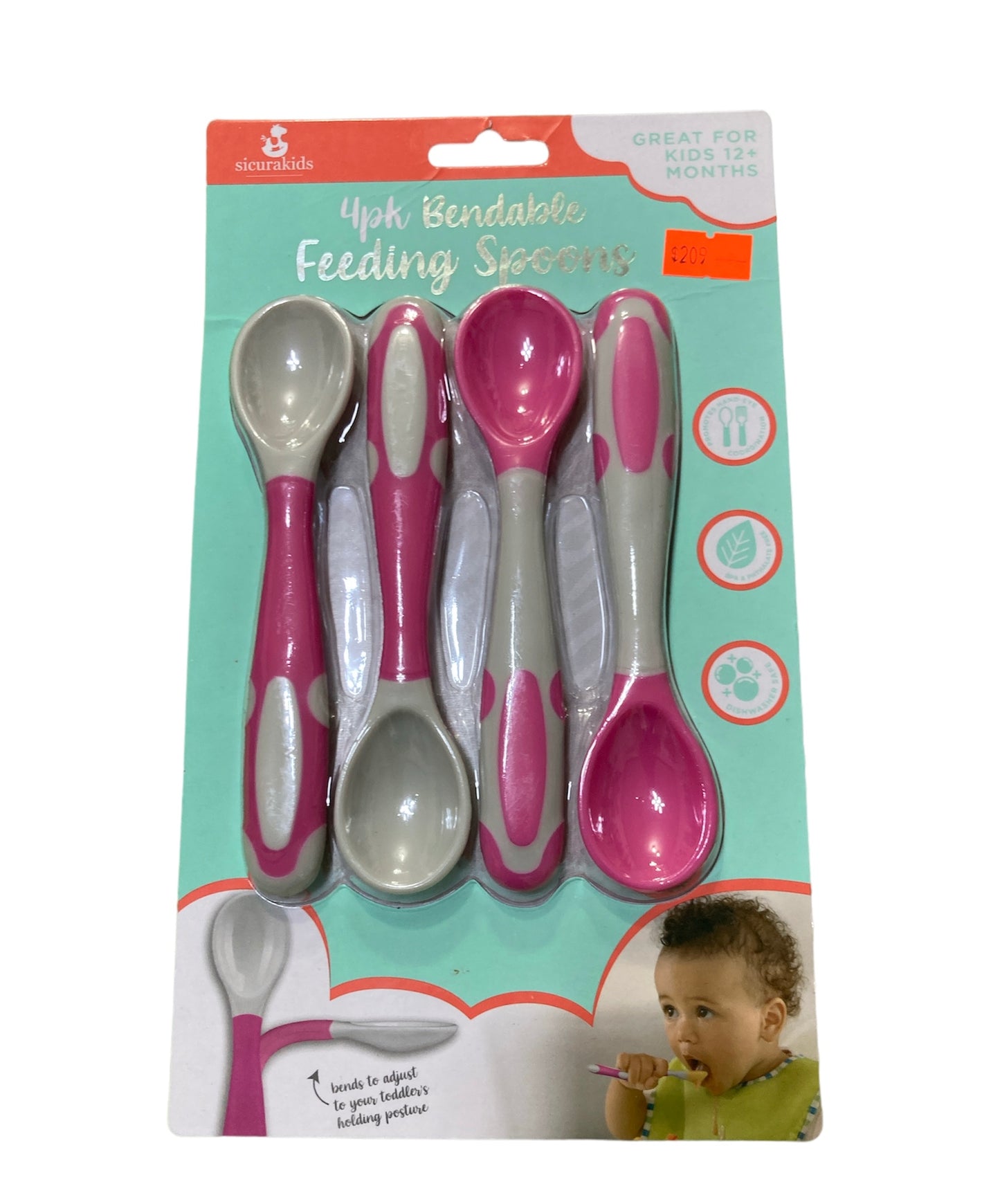 4 pack cucharas rosas flexibles