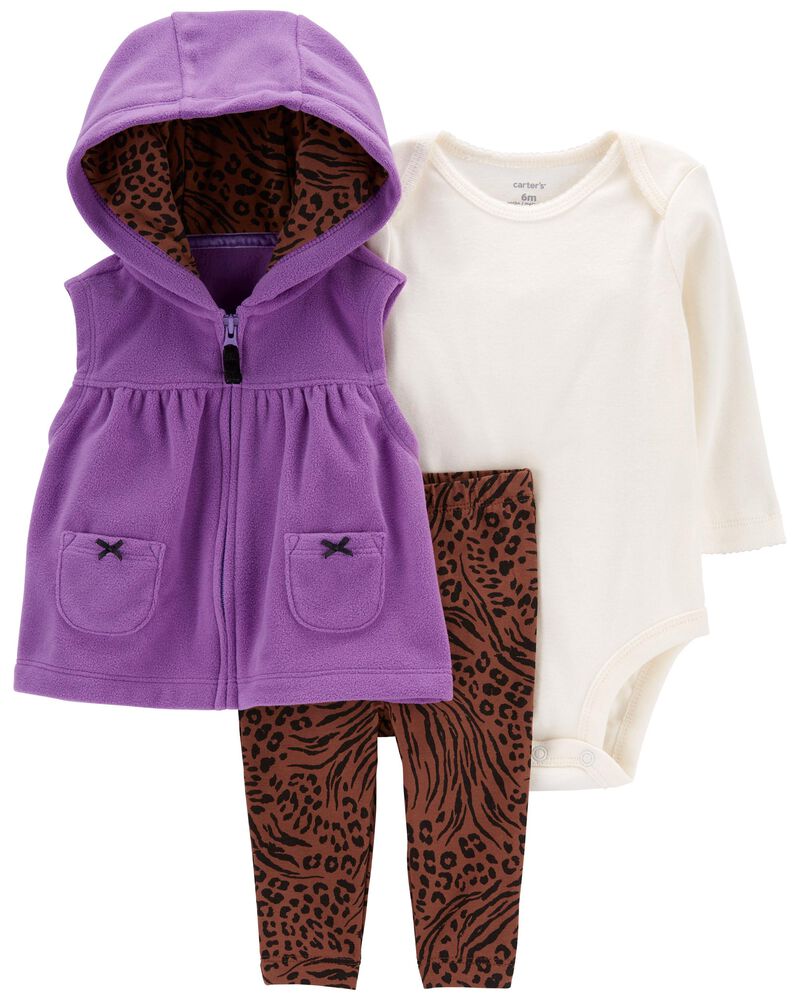 Set 3pzas ML chaleco polar Morado