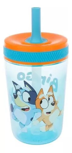 Vaso con popote antiderrame Bluey 15oz