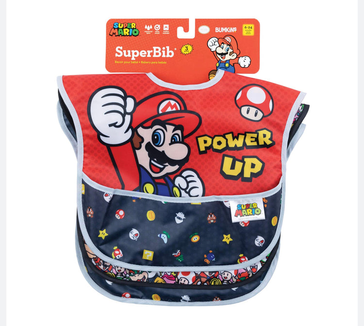 3 pack baberos plastificados Mario Bros