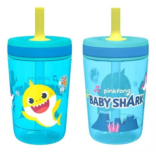 Vaso con popote antiderrame Baby Shark 15oz