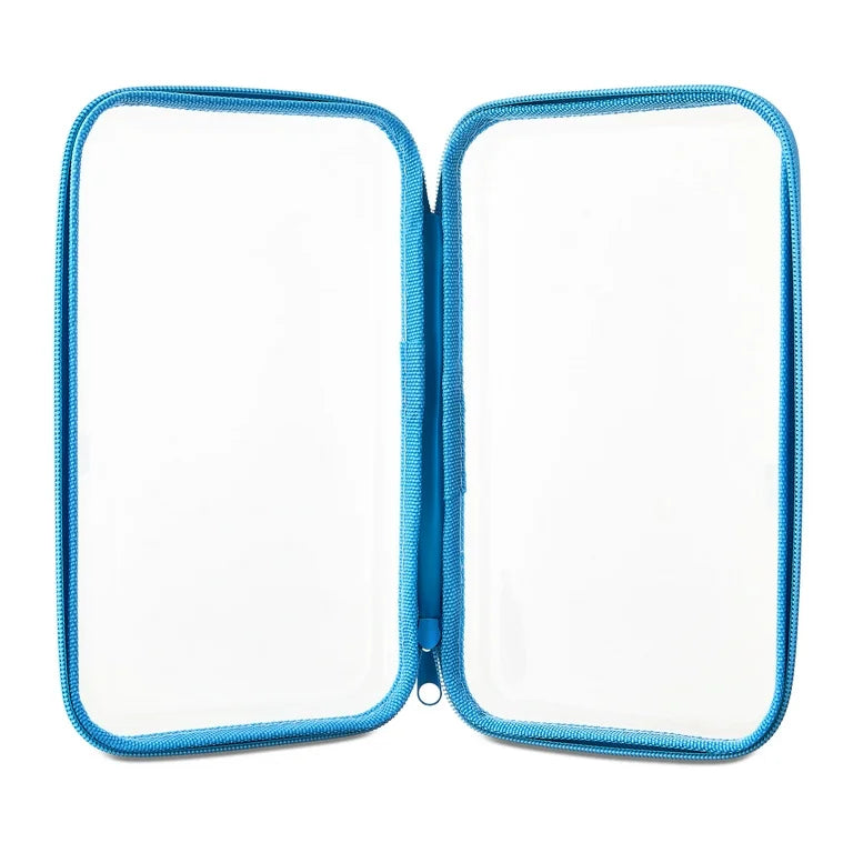 Lapicera transparente zipper celeste