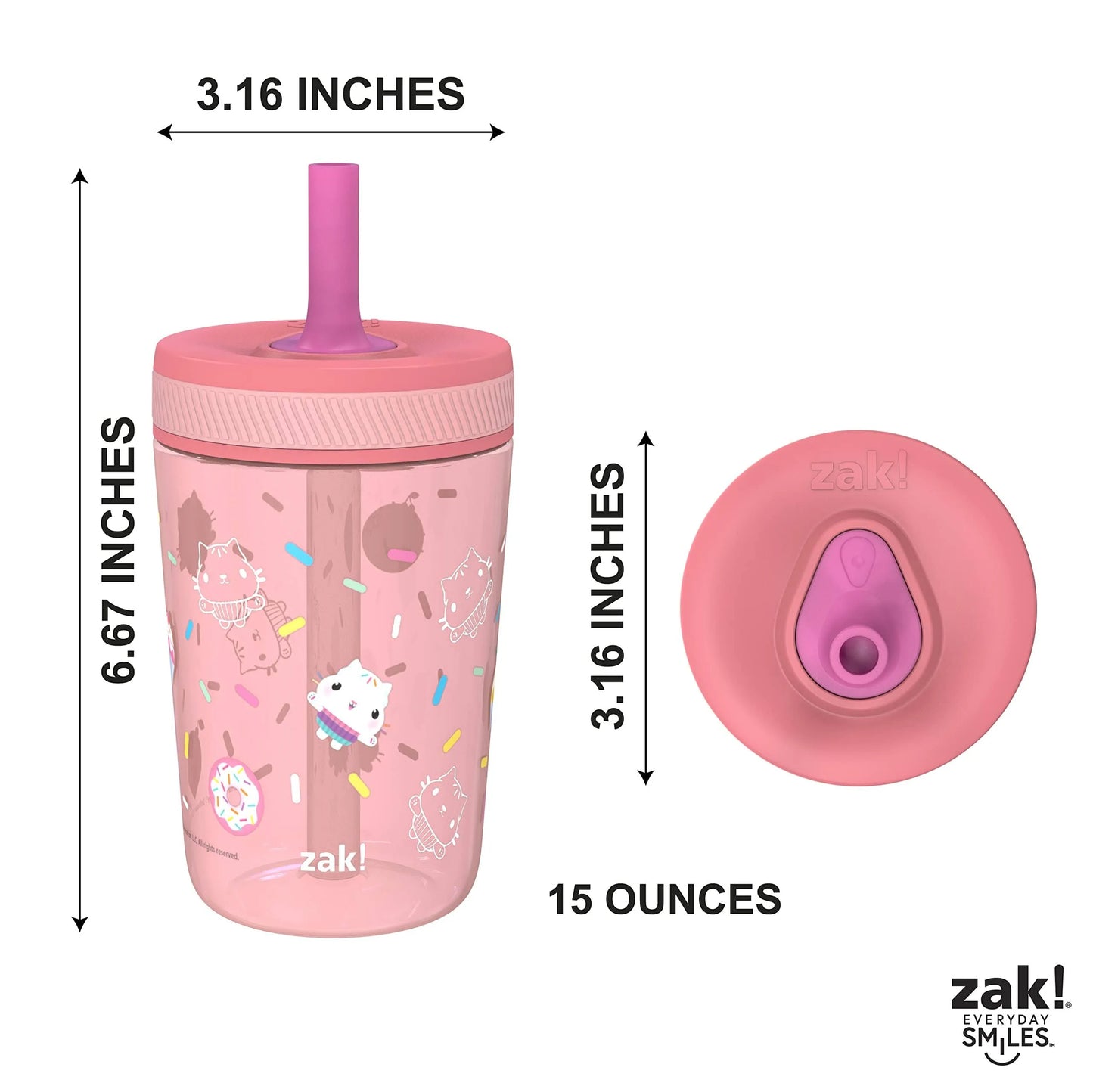 Vaso con popote antiderrame Gabby’s 15oz