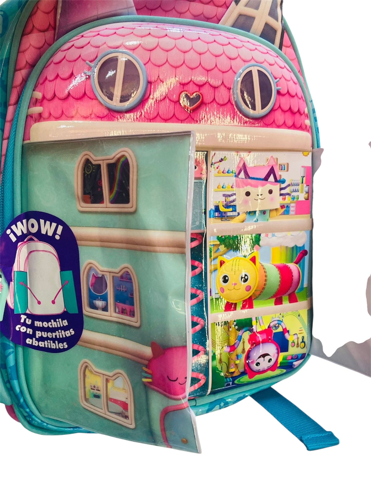 Mochila Chica Kinder La Casa de Gabby dollhouse puertitas