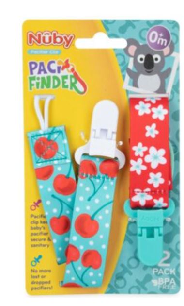 2 Pack Clips Portachupones: Cerezas/Flores