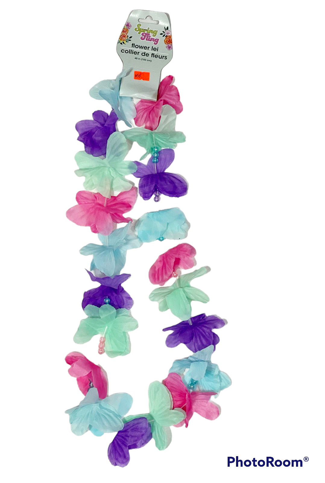 collar hawaiano morado/azul/verde