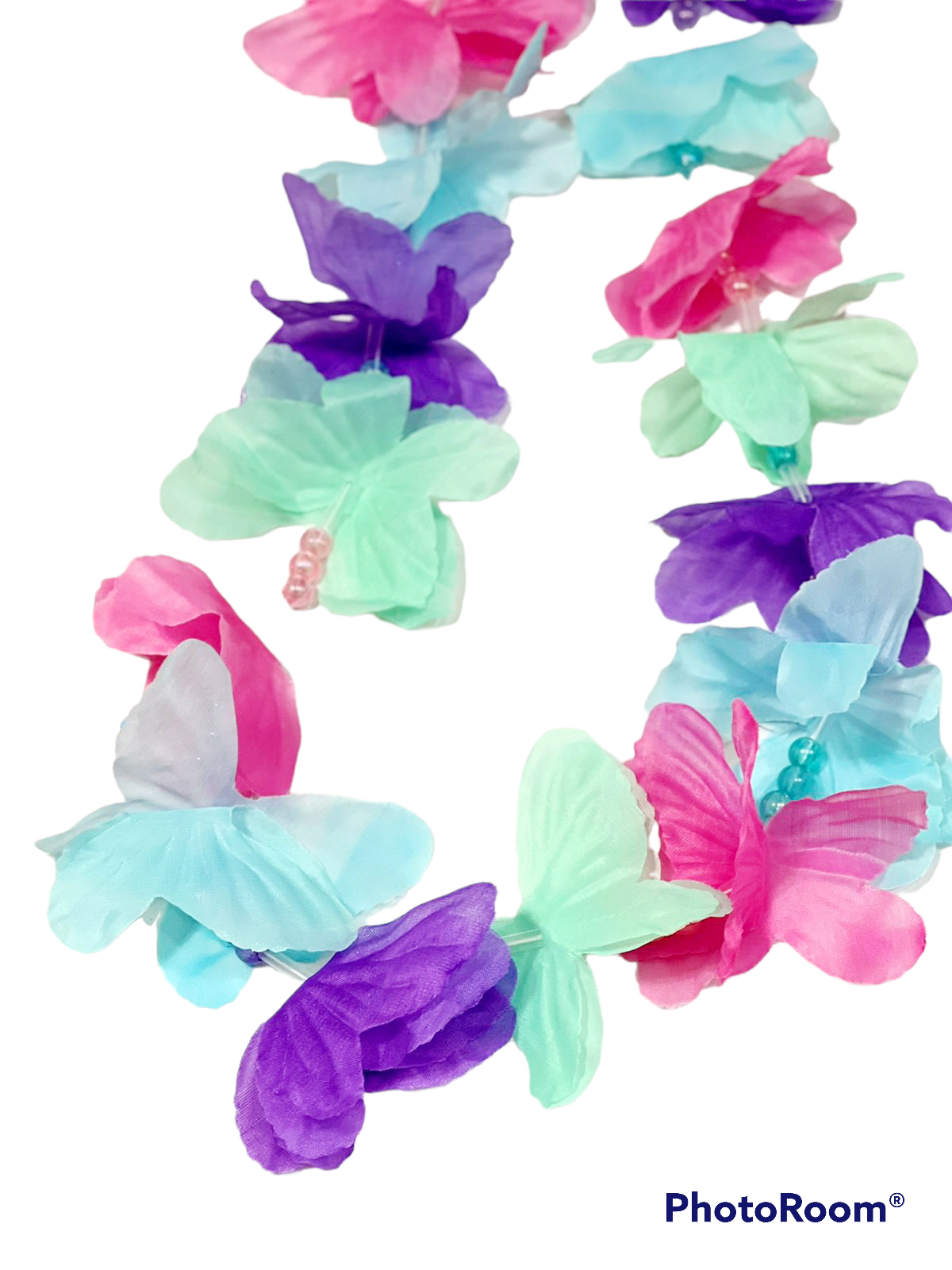 collar hawaiano morado/azul/verde