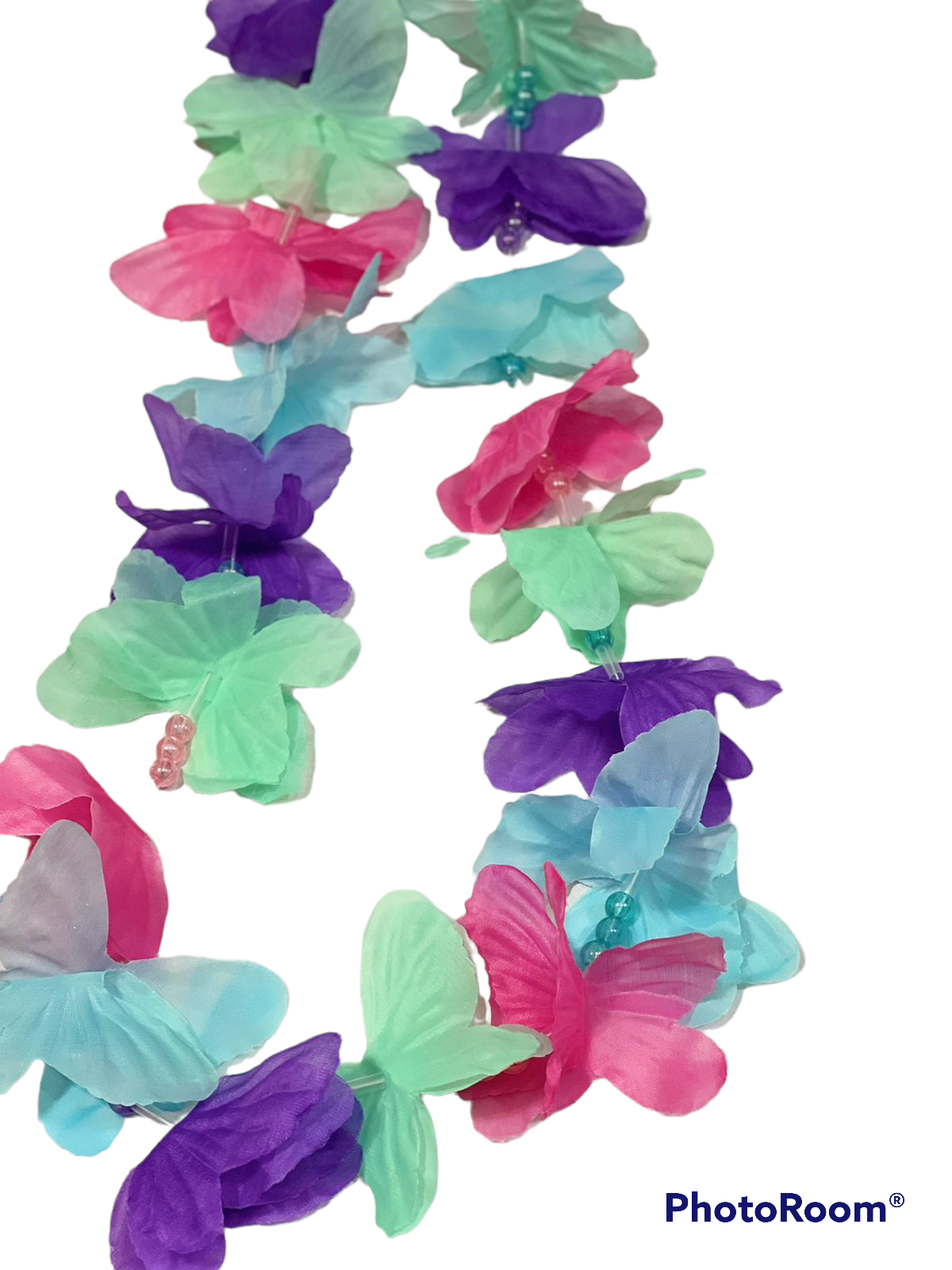 collar hawaiano morado/azul/verde
