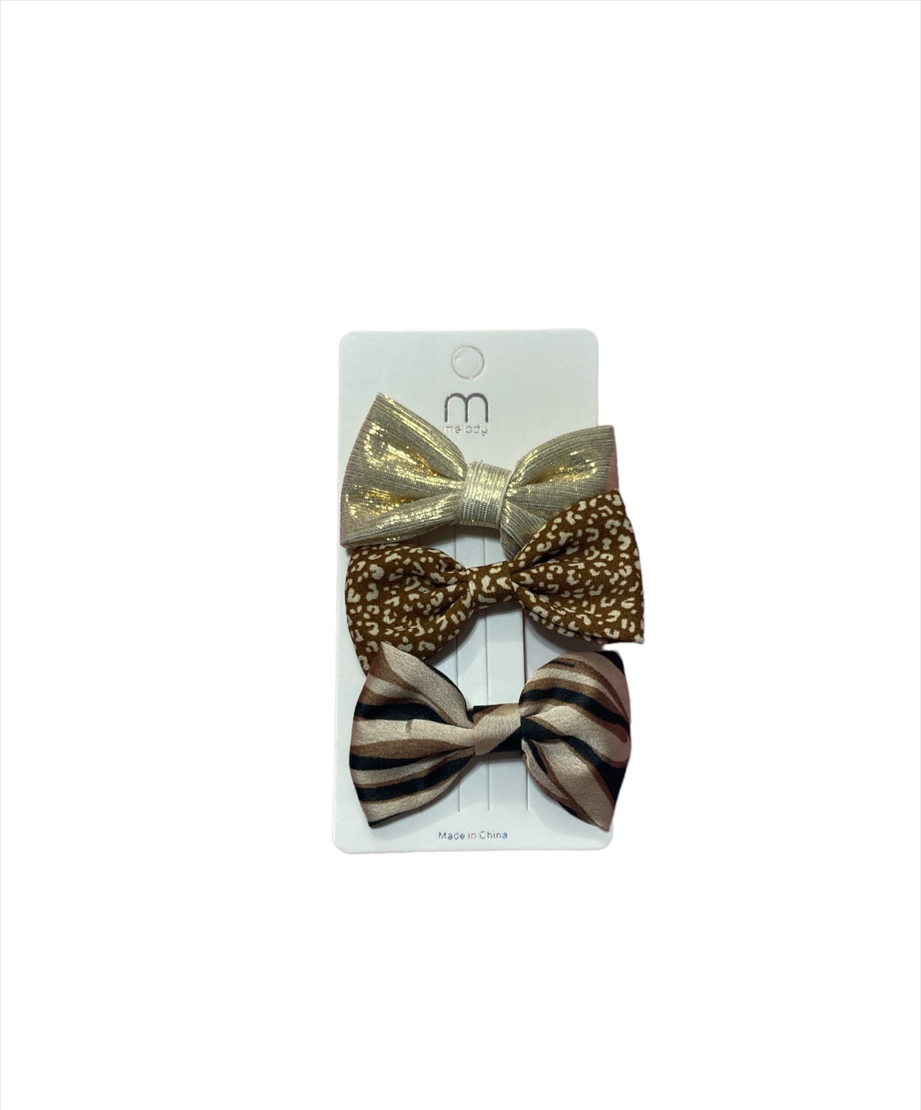 3 broches estilo moño print Cafe