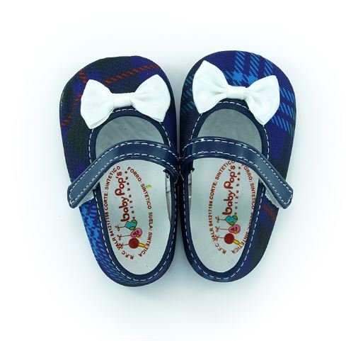Zapatos Cuadros azul con moño