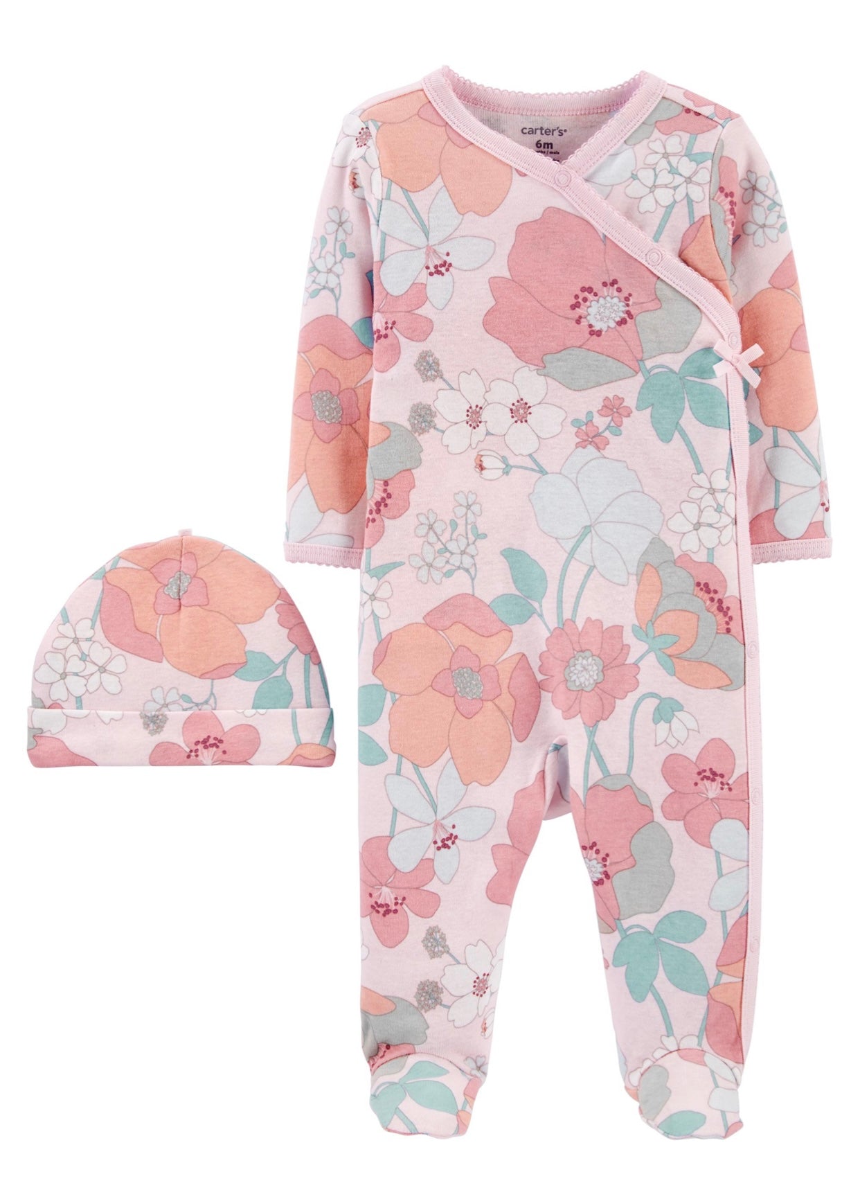 Mameluco + gorrita flores rosas