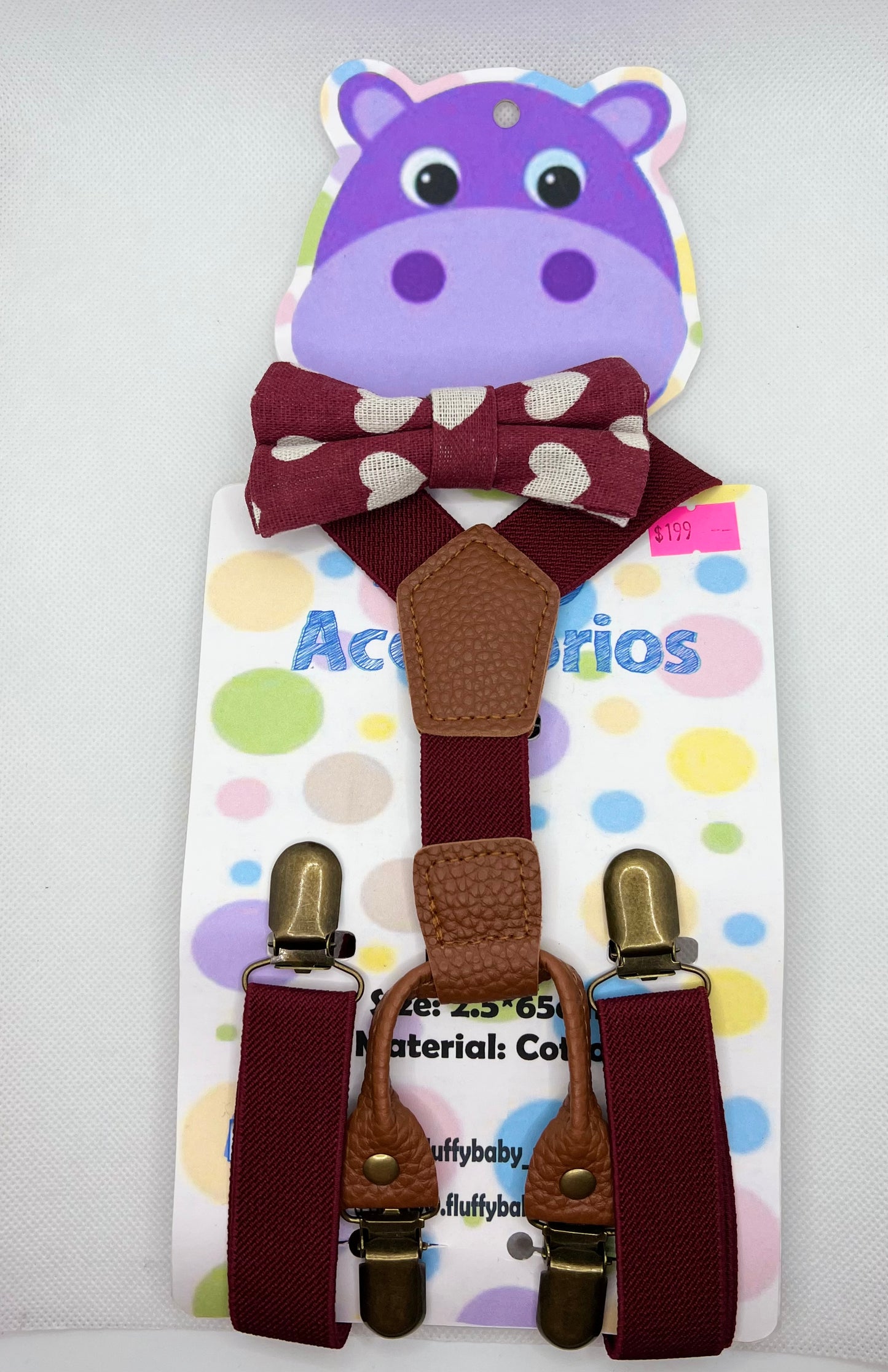 Tirantesy moño corbata: corazones guindo