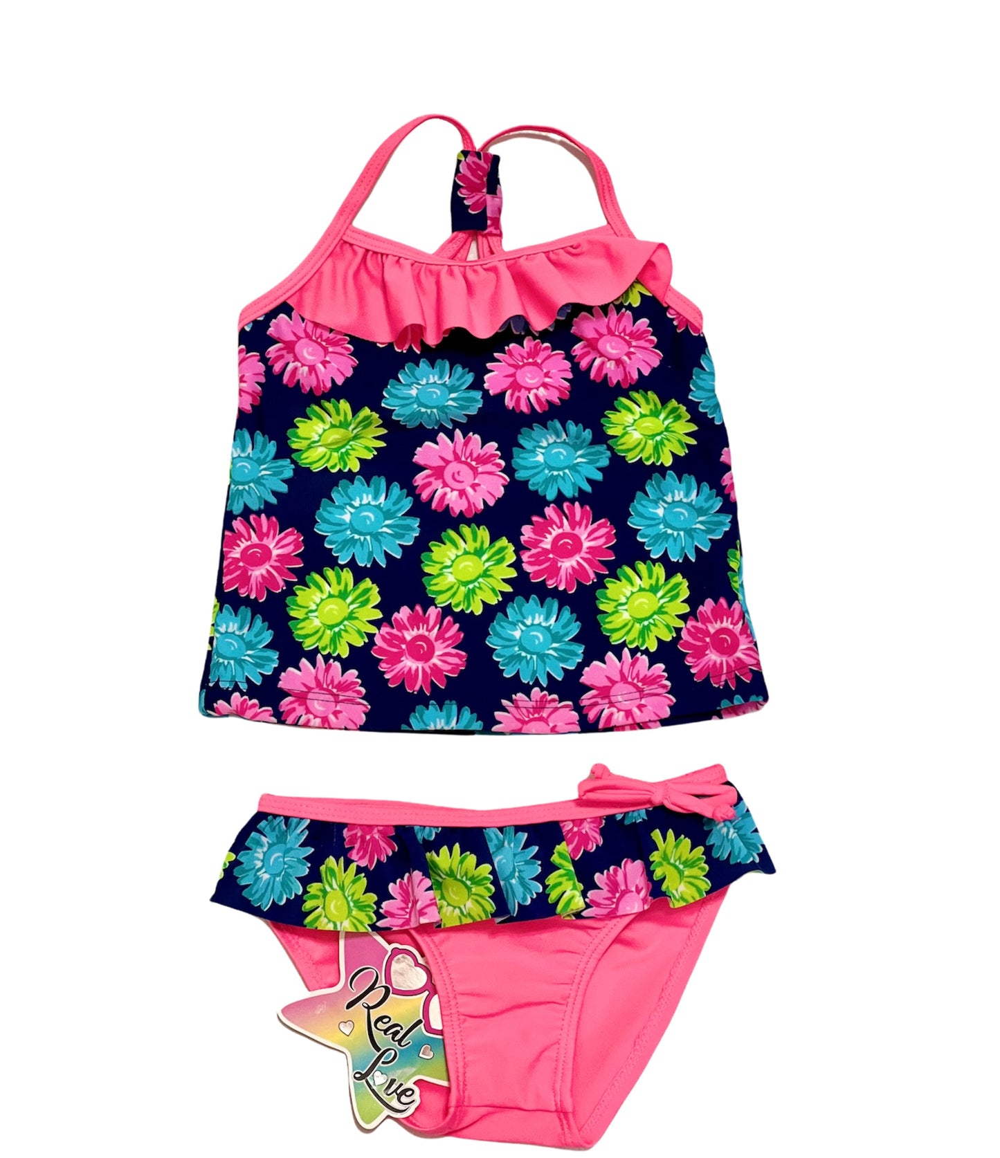 Traje de baño 2 Pzas flores azul rosa