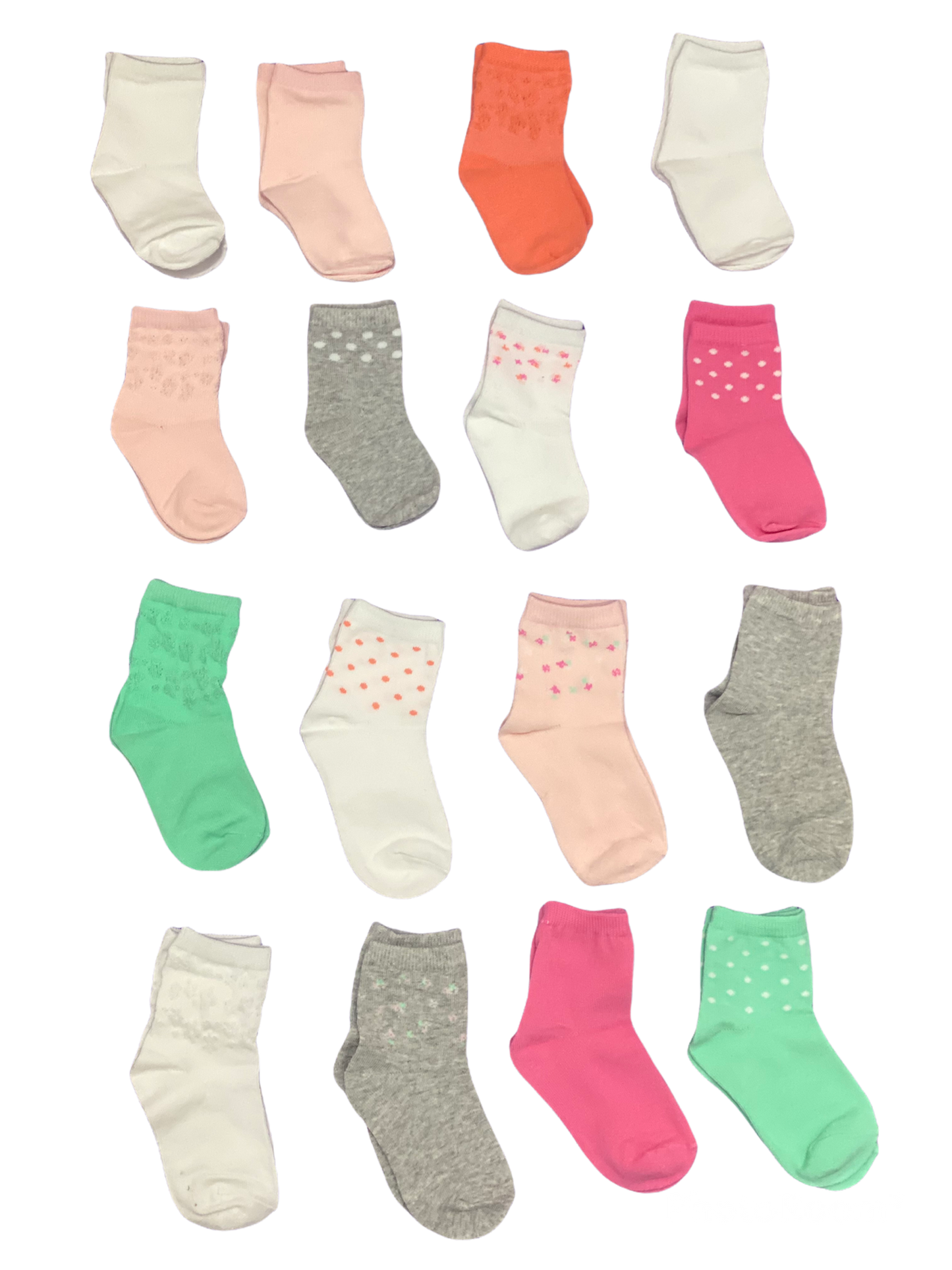 16 pares de calcetas Niña rosa verde