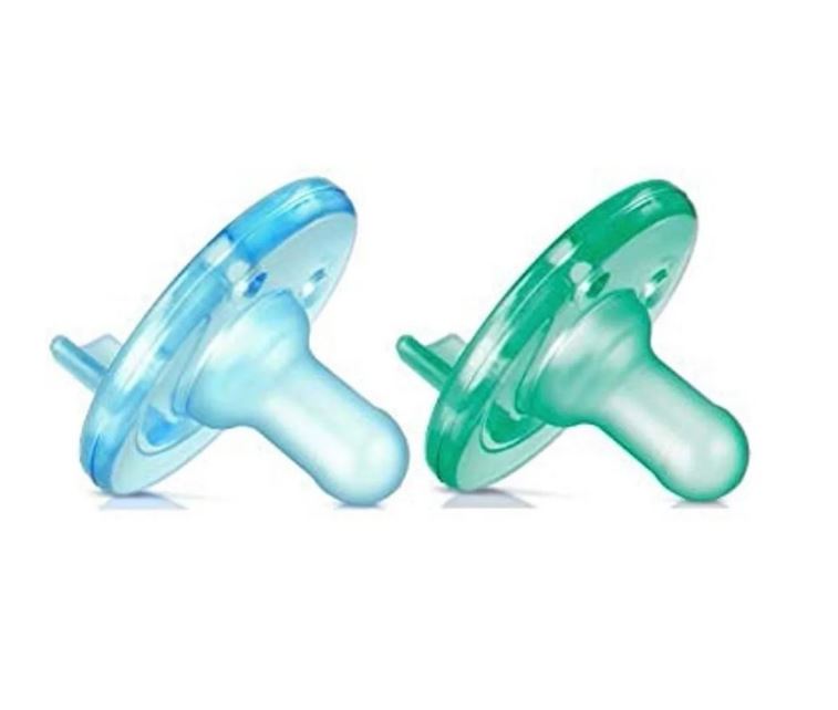 2 chupones soothie redondos verde y azul 0-3m