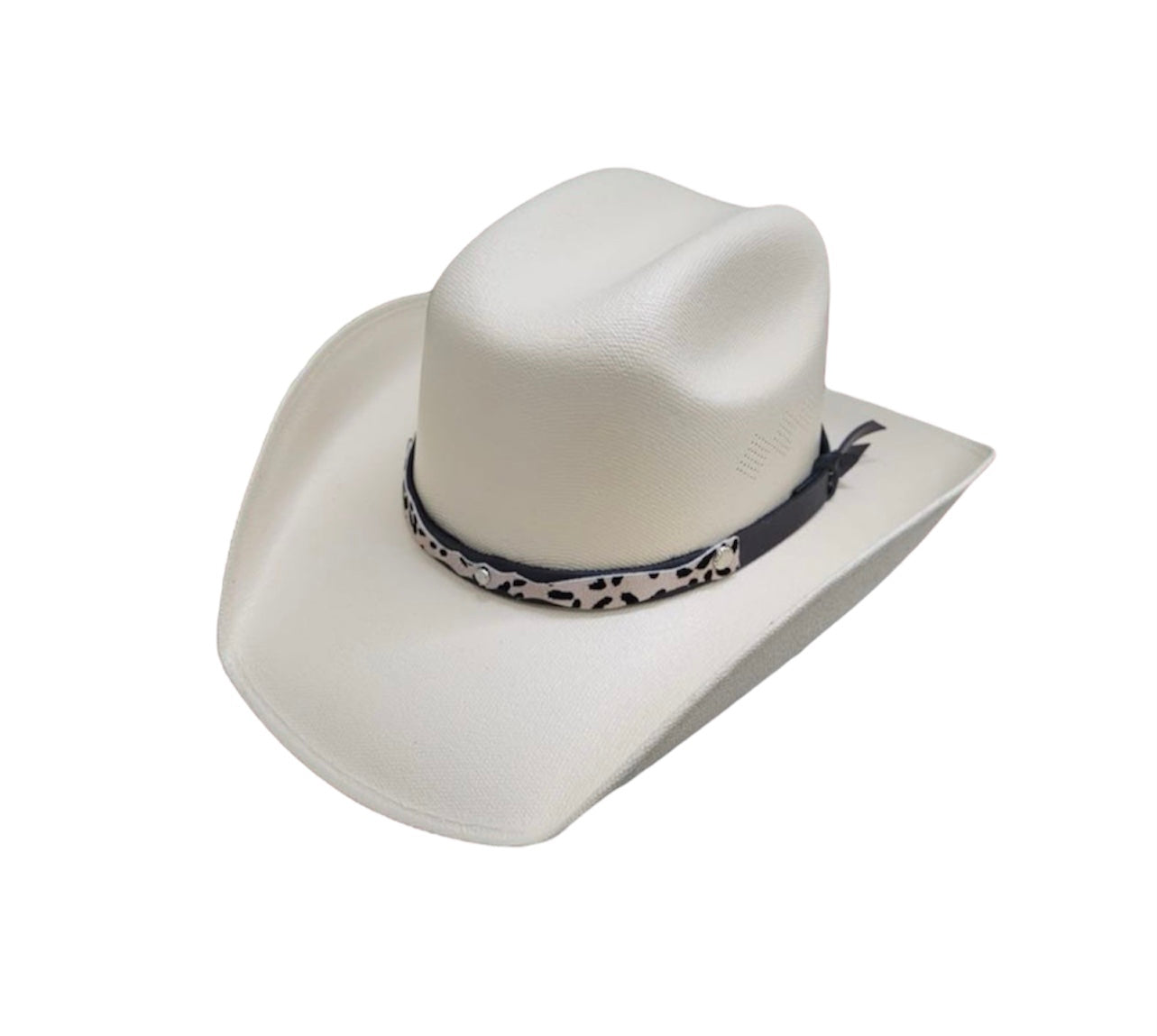 Sombrero beige con toquilla de vaca