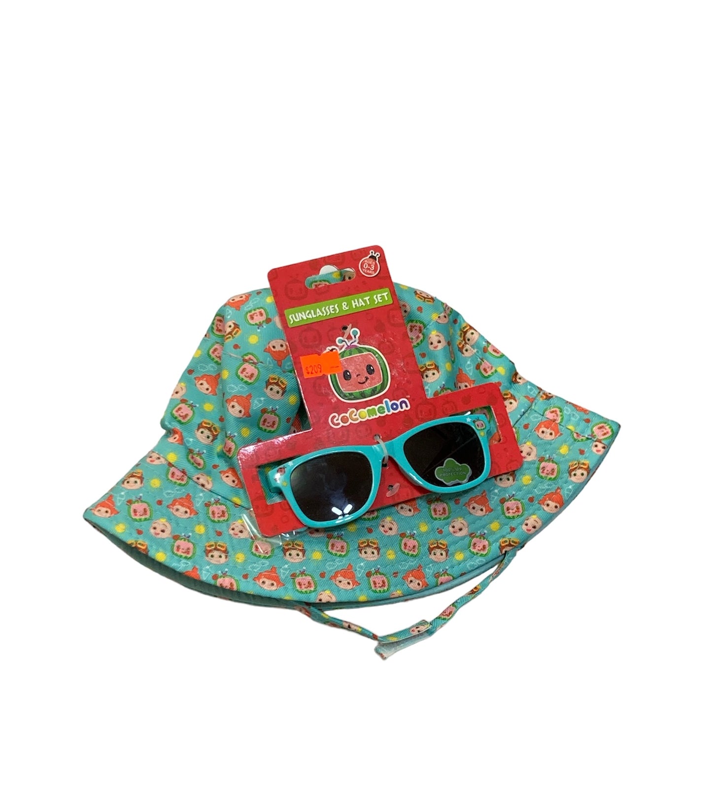 Sombrero tipo Bucket + lentes Cocomelon 0-3a