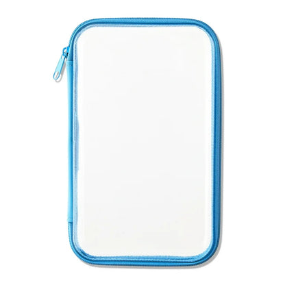 Lapicera transparente zipper celeste