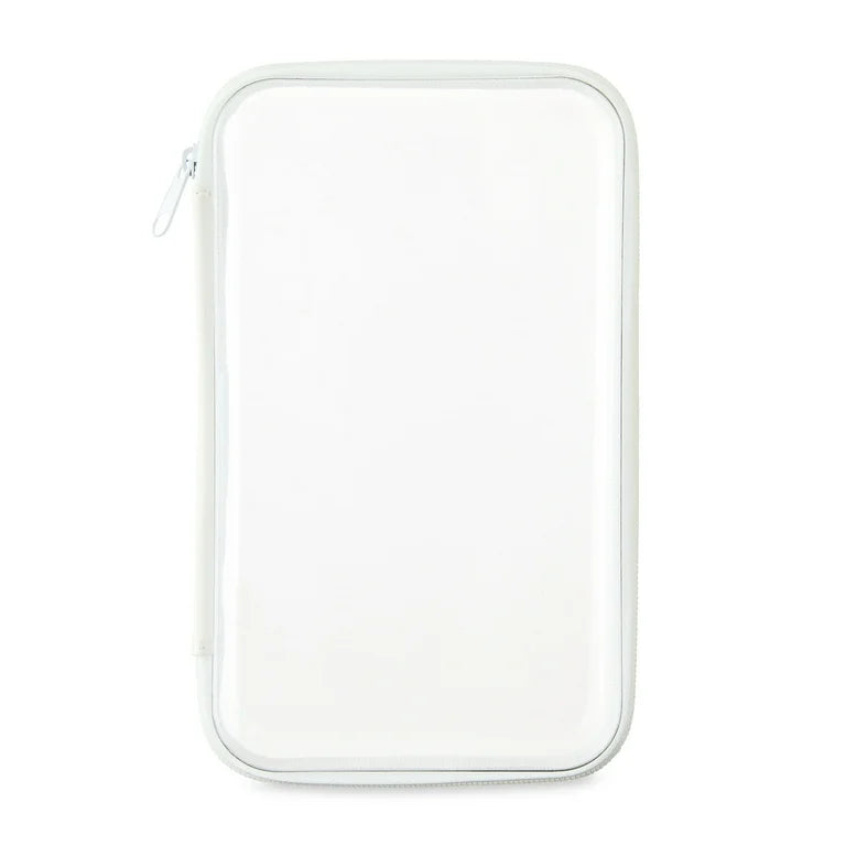 Lapicera transparente zipper blanco