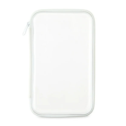 Lapicera transparente zipper blanco