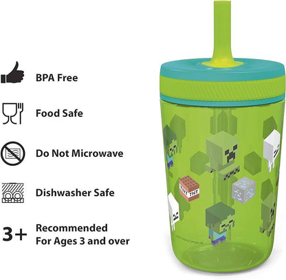 Vaso con popote anti derrame Minecraft 15oz