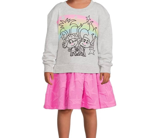 Vestido ML Trolls Rosa