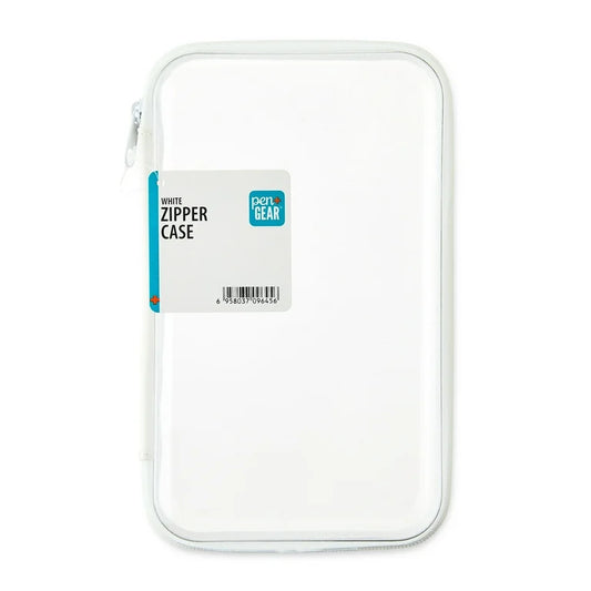 Lapicera transparente zipper blanco