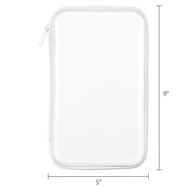 Lapicera transparente zipper blanco