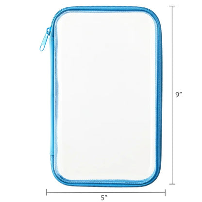 Lapicera transparente zipper celeste