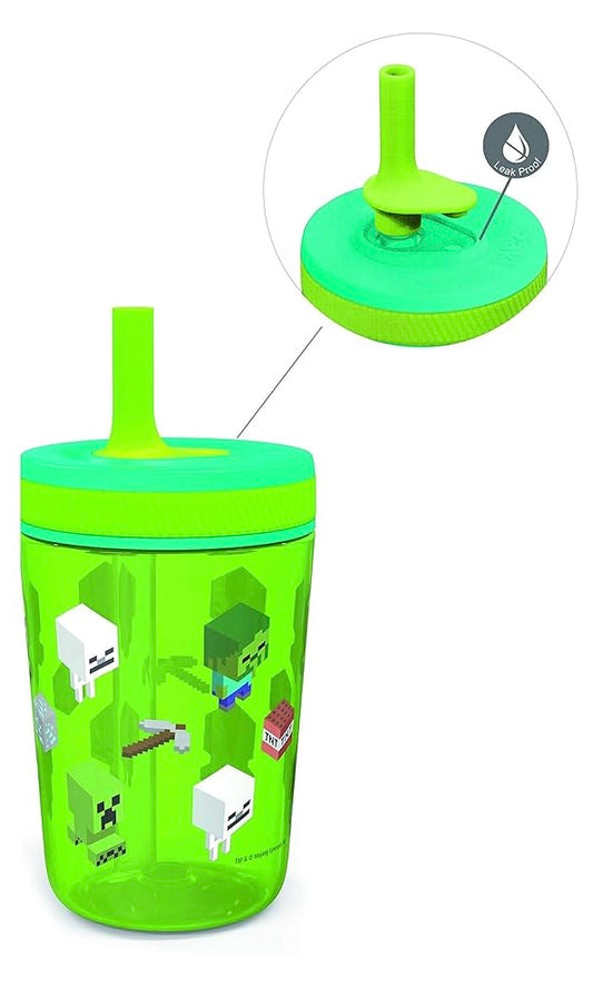 Vaso popote antiderrames minecraft 15 oz