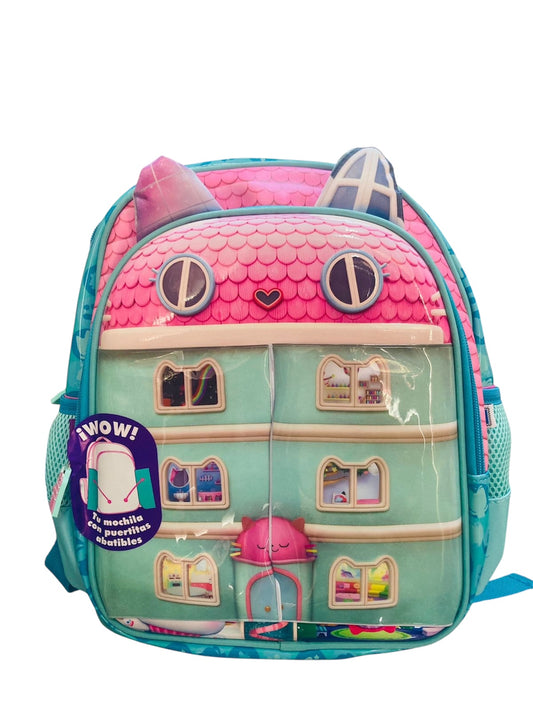 Mochila Chica Kinder La Casa de Gabby dollhouse puertitas