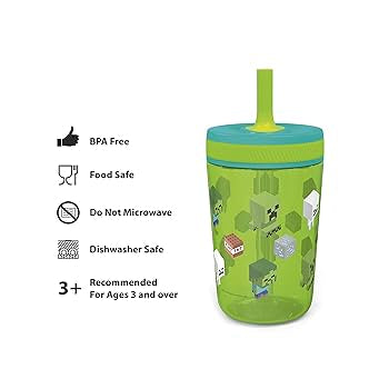 Vaso popote antiderrames minecraft 15 oz
