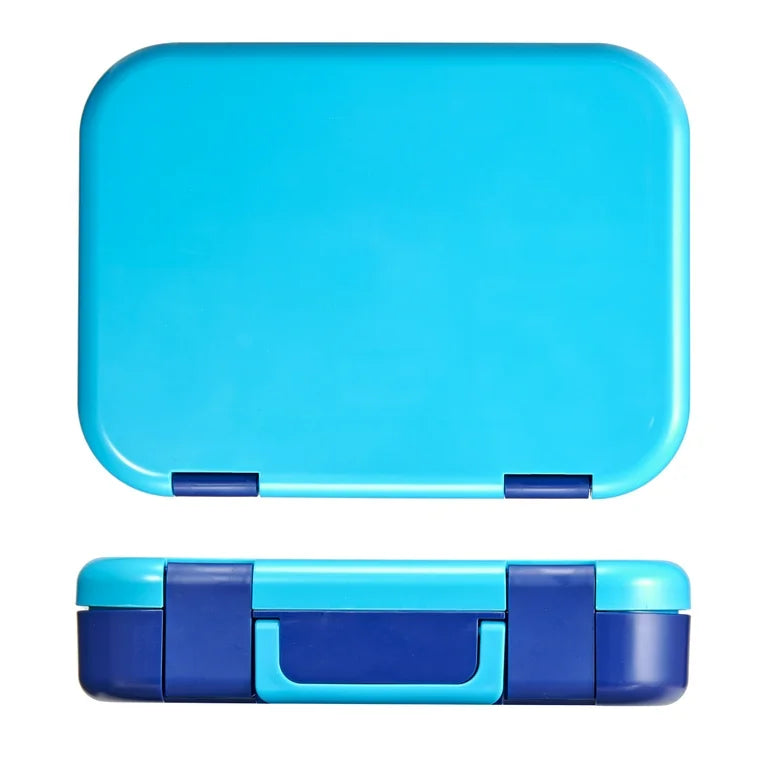 Lonchera bento box azul con cubiertos