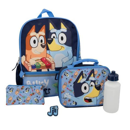 Combo mochila bluey azul 5 piezas