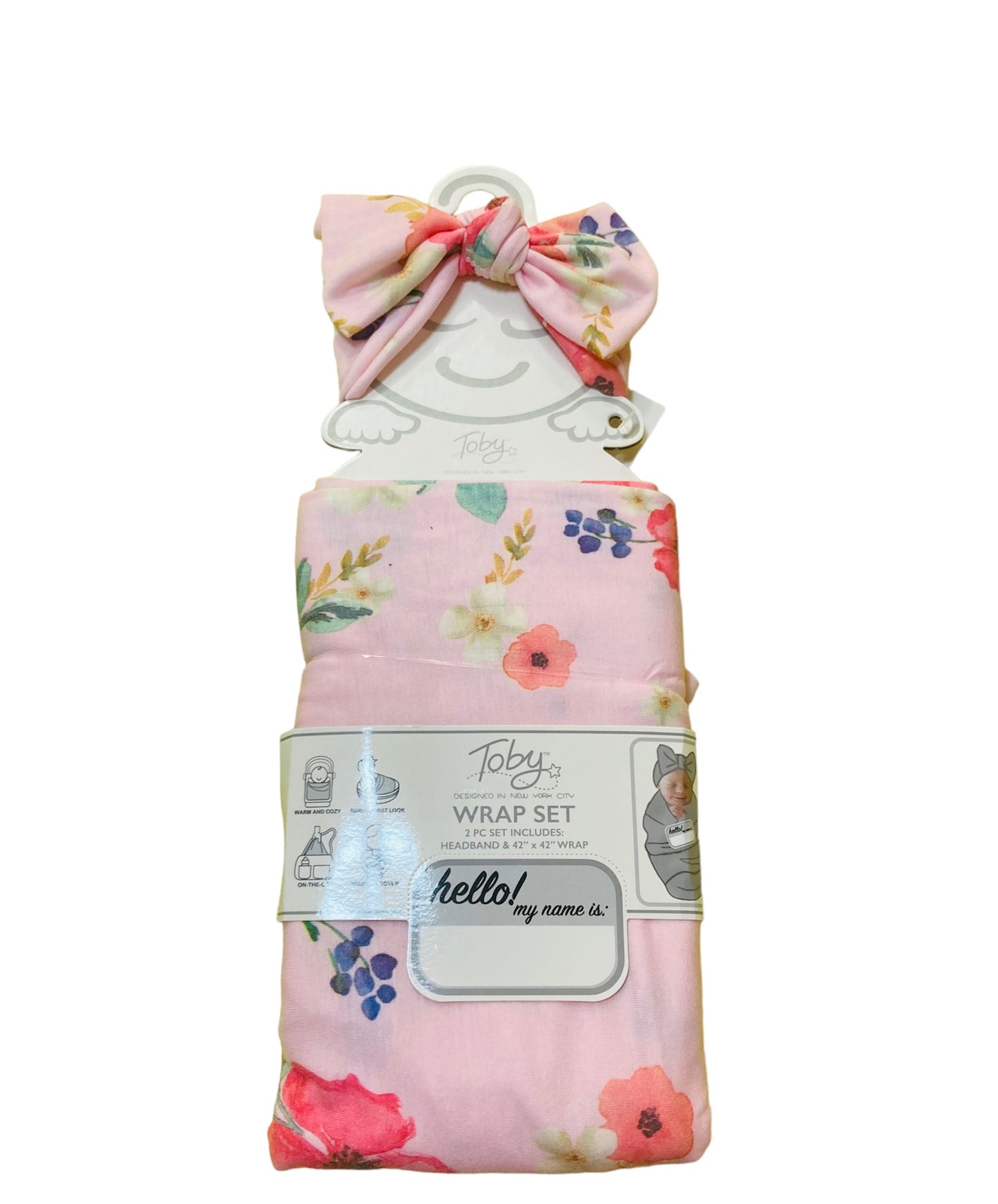 Set swaddle y bandita combinable rosa floral