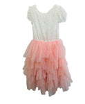 Vestido de Fiesta Blanco con Rosa