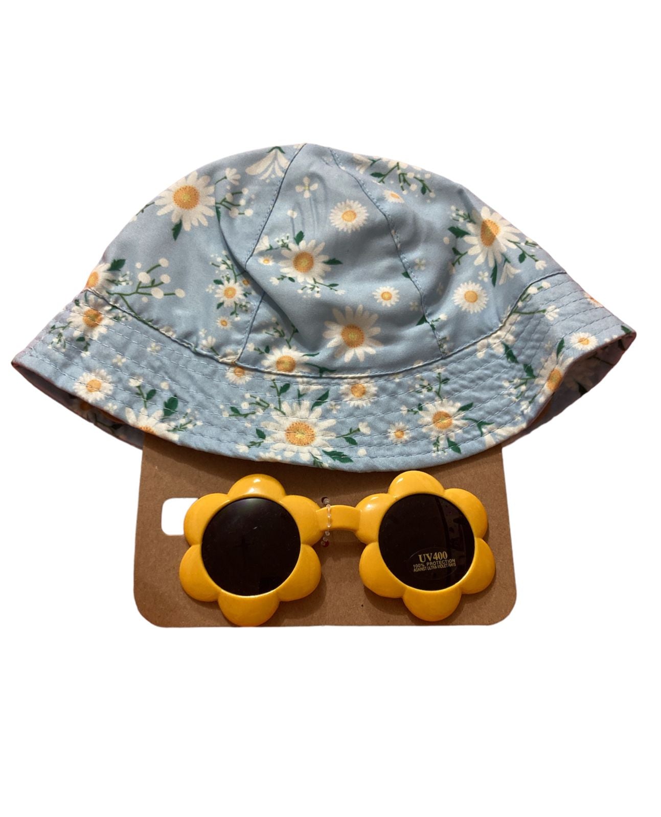 Sombrero azul floral + lentes