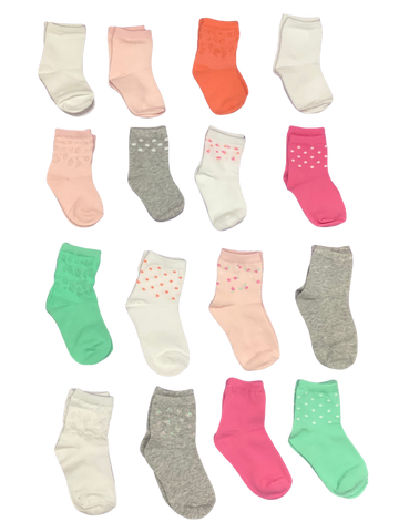 16 pares de calcetas Niña rosa verde