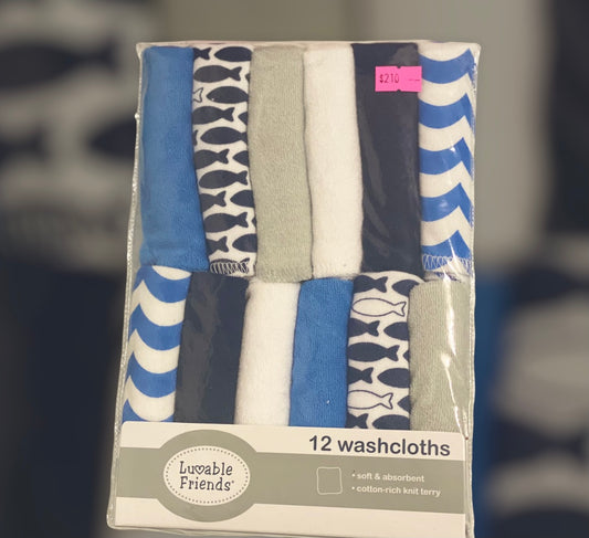 12 toallitas faciales/ saliva pescaditos azul