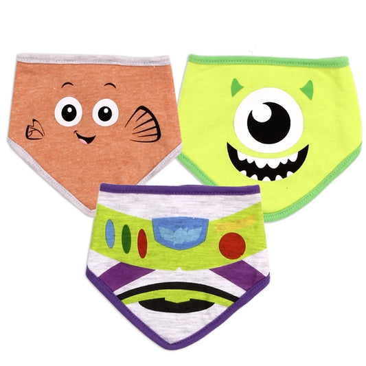 3 baberos Pixar Monster inc, nemo y buzz